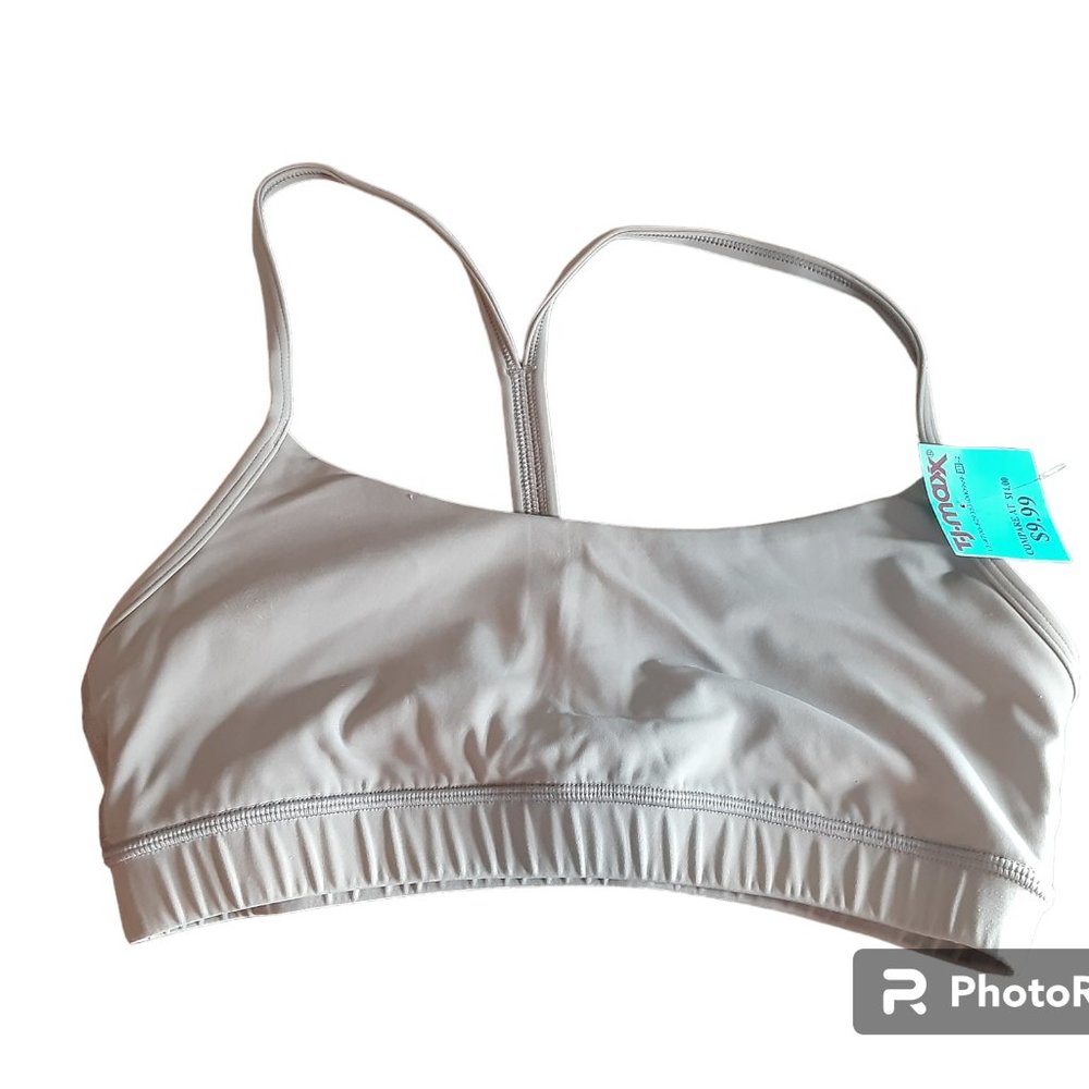 Beige Strappy Un Padded Sports Bra Crop Top